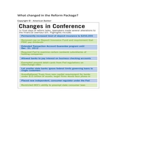 What changed in the reform package