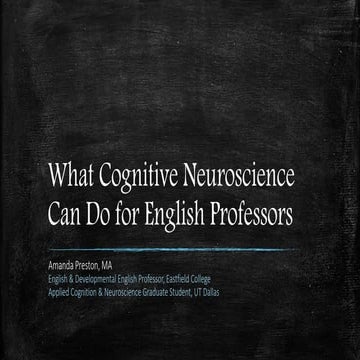 What cognitive neuroscience can do for English professors