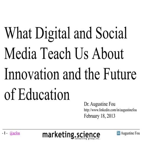 What Digital Social Media Teach Us About Innovation Future of Education