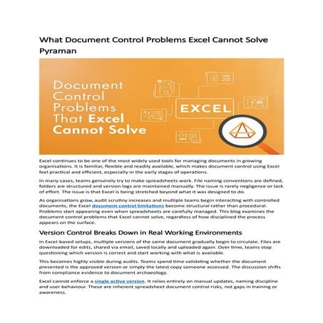 What Document Control Problems Excel Cannot Solve Pyraman | PDF