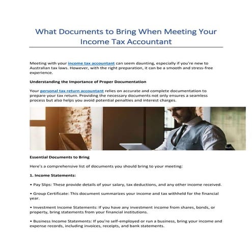 What Documents to Bring When Meeting Your Income Tax Accountant
