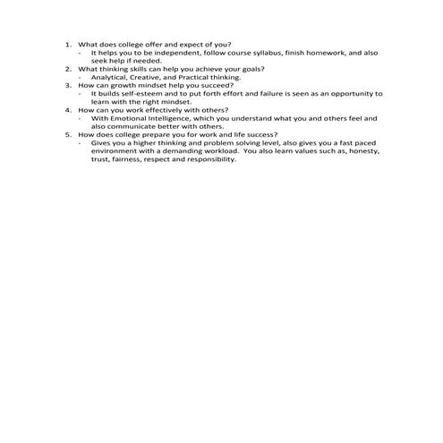 What does college offer and expect of you