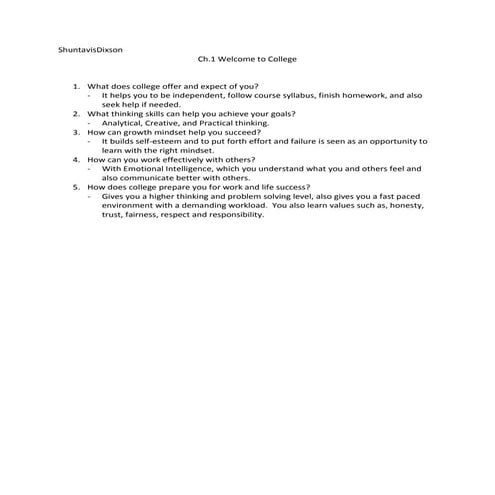 What does college offer and expect of you