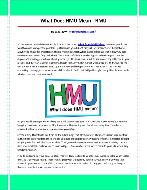 what does hmu mean