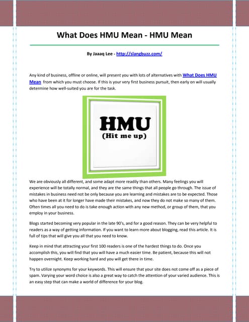 what does hmu mean