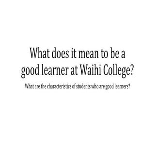 What does it mean to be a good lear...