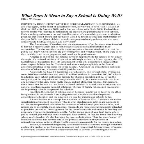 What does it mean to say a school is doing well