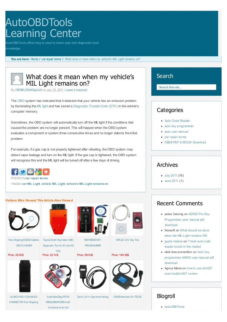 What Is A Mil Light? , Check Engine Light (MIL) On! What It Means ...