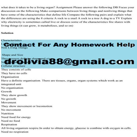 what does it takes to be a living organ Assignment Please answer th.pdf