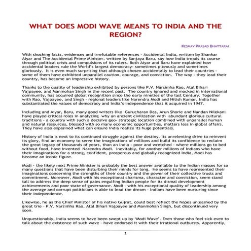 WHAT DOES MODI WAVE MEANS TO INDIA AND THE REGION?