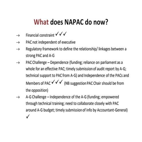 What Does NAPAC Do Now