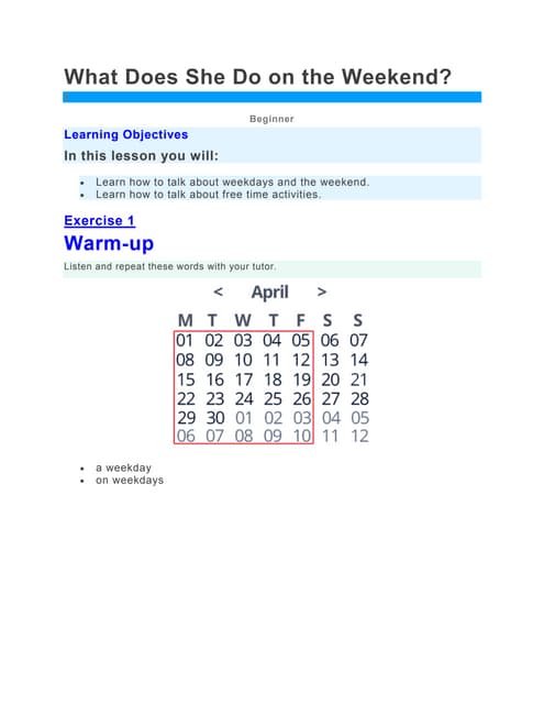 Lesson Plan on Teaching Daily Routine and The Simple Present Tense | PPT