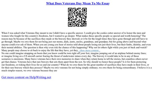 What does veterans day mean to you why is it important write 3 5 sentences What does veterans day mean to you why is it important write 3 5 sentences