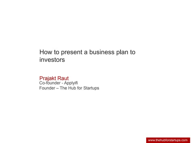 How to present your business plan t...