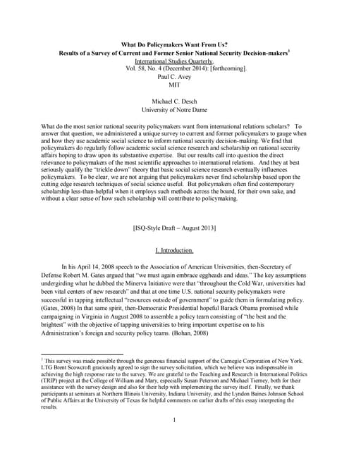 What do policymakers want from us mc