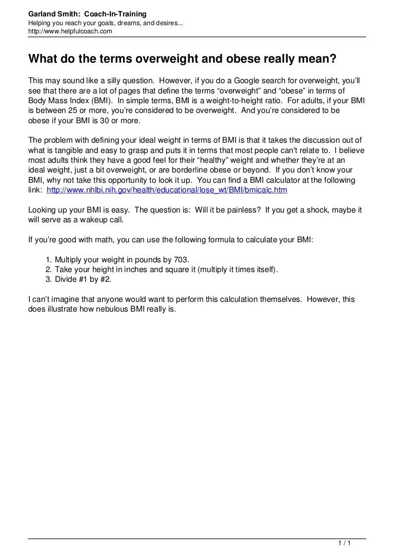 What do the terms overweight and obese really mean?