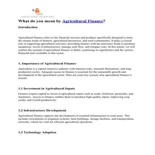 What do you mean by Agricultural Finance.pdf
