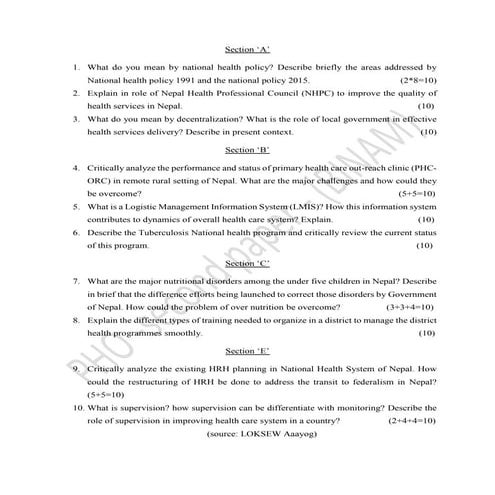 Public health officer (PHO) Second paper- (2077-10-20)