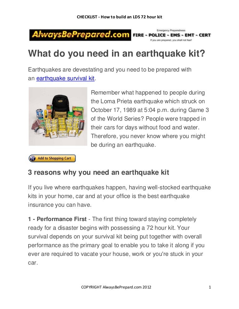 What Do You Need In An Earthquake Kit