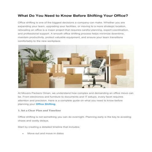 What Do You Need to Know Before Shifting Your Office. | PDF