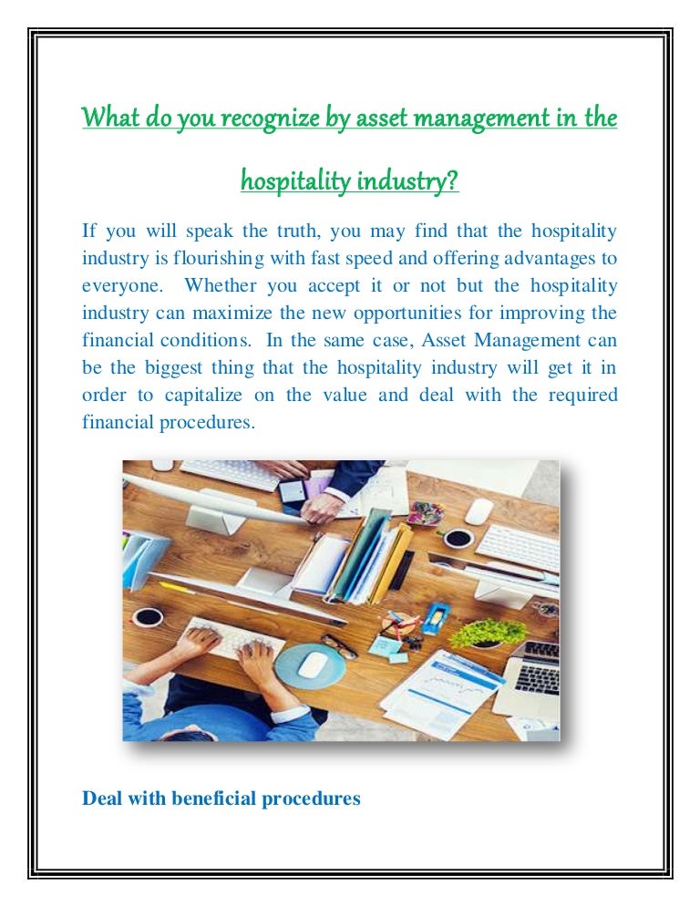 What do you recognize by asset management in the hospitality industry