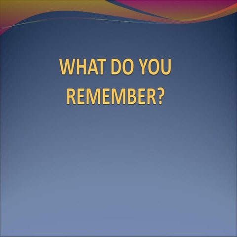 What do you remember? Basic English Revision