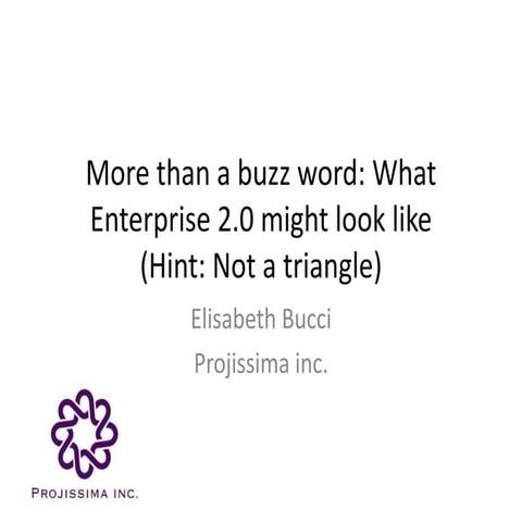 Symposium CONF403 : Not Just a Buzz Word: What Entreprise 2.0 Might Look Like...