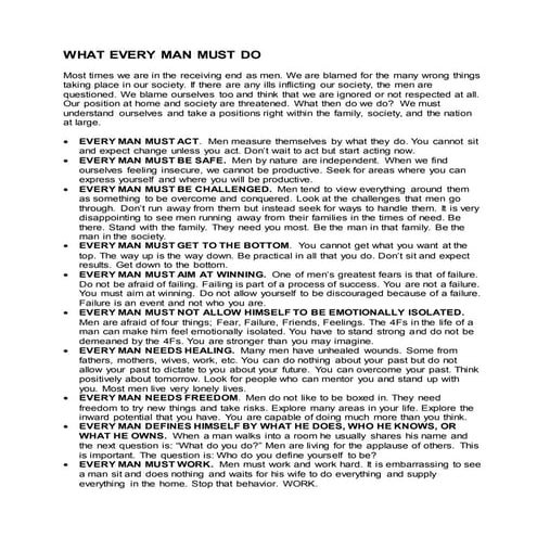 What Every Man Must Do