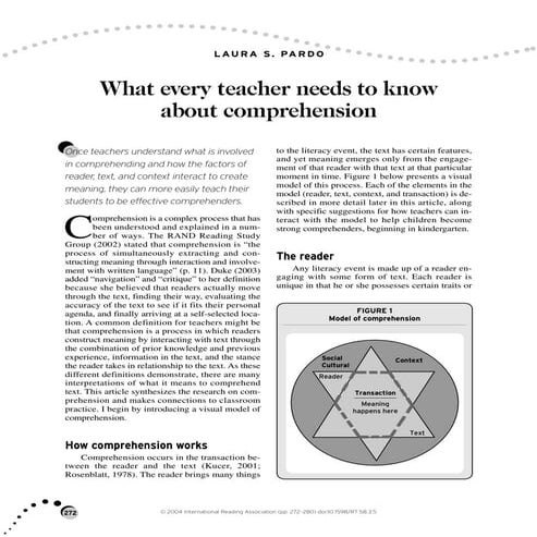 What every teacher needs to know about comprehension