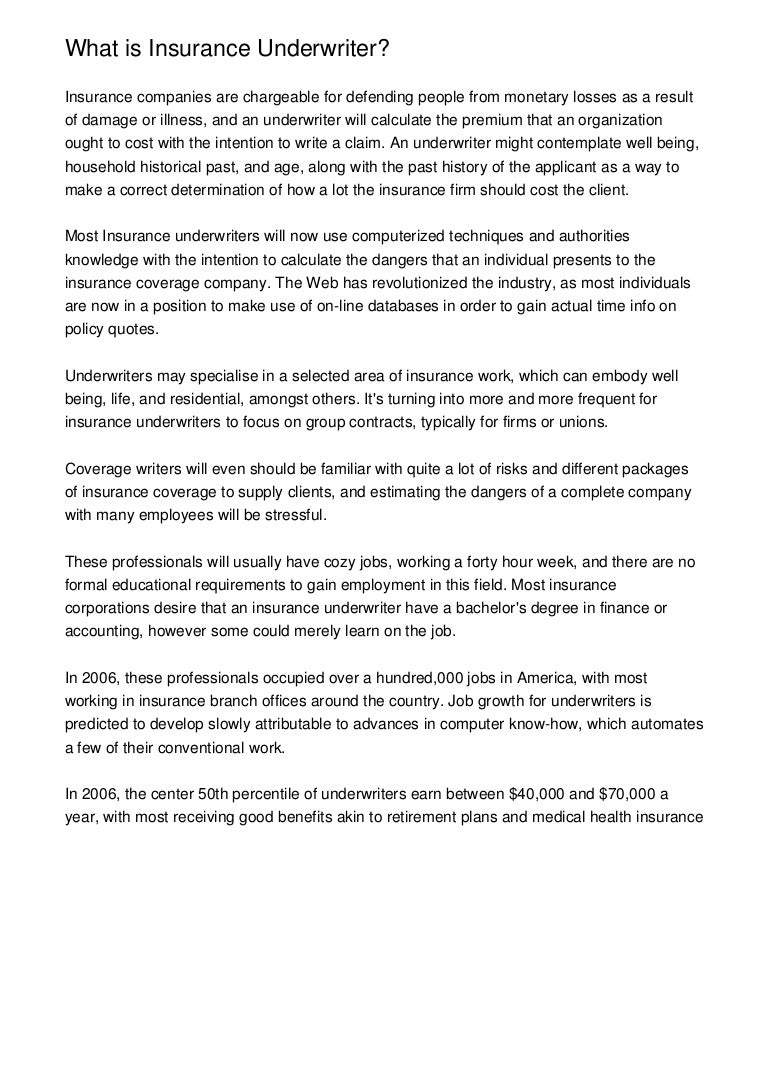 What is Insurance Underwriter?