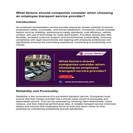What factors should companies consider when choosing an employee transport se...