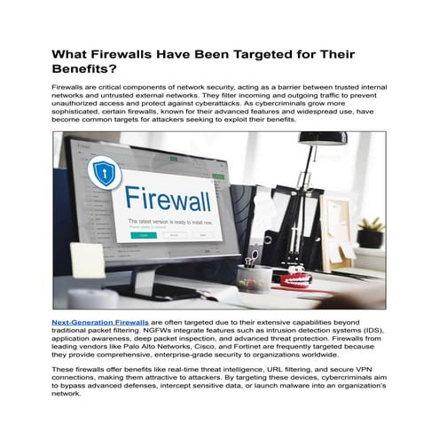 What Firewalls Have Been Targeted for Their Benefits | PDF