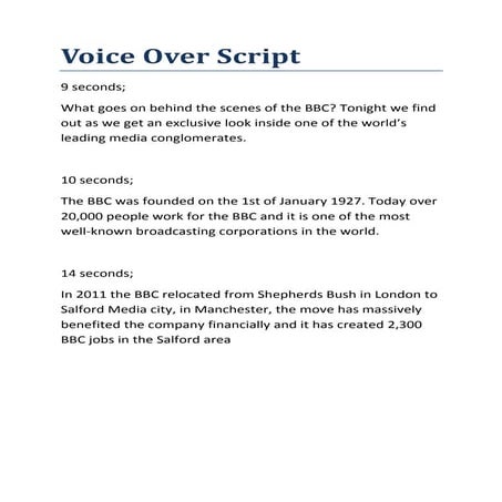 What goes on behind the scenes of the bbc presentation script