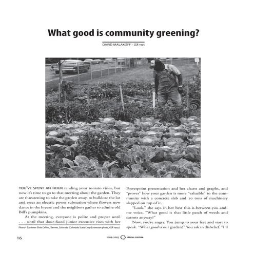 What Good is Community Greening - Community Gardening