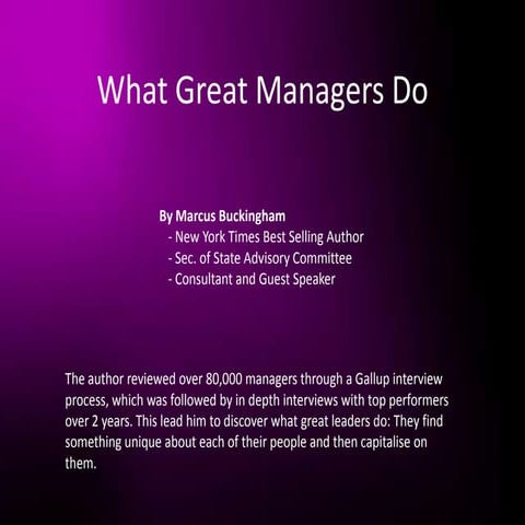 What Great Managers Do