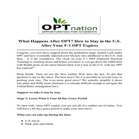 What Happens After OPT? How to Stay in the U.S. After Your F-1 OPT Expires