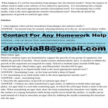 What happens if a red hot inoculation loop plunges into the nutrient .pdf