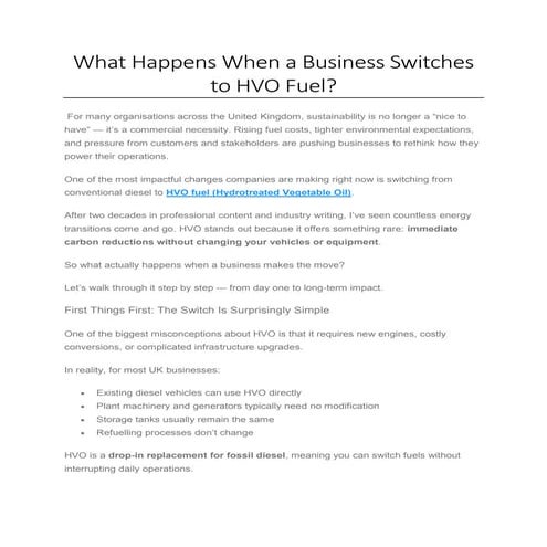 What Is HVO Fuel and Why Is It Sustainable.pdf