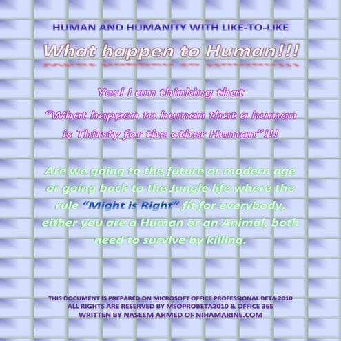 What happen to human after conclusion-present situation of the world