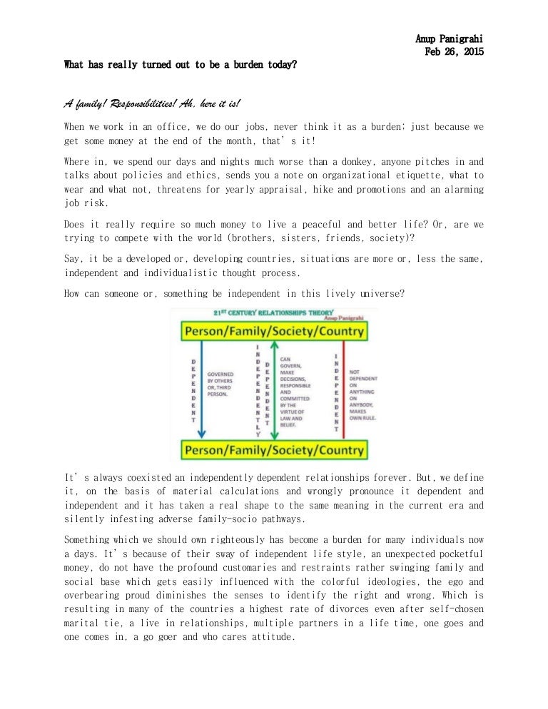 What has really turned out to be a burden today relationship theory