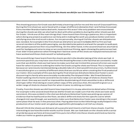 What have I learnt from filming?