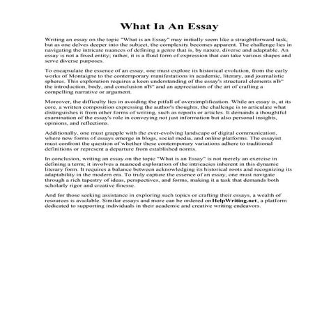 What Ia An Essay. What is an Essay? Definition, Types and Writing Tips by Han...