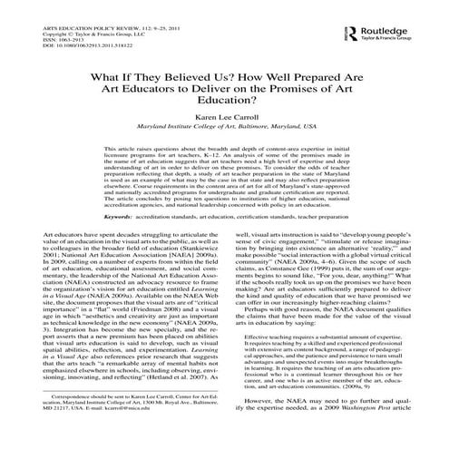 What if they believed us? how well prepared are art educators to deliver on t...