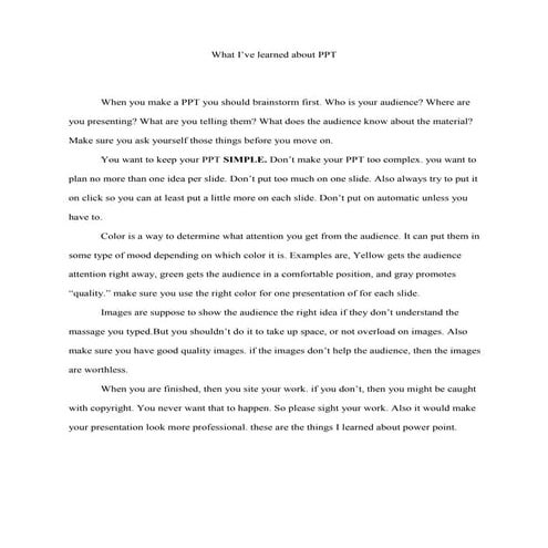 What i learned about ppt