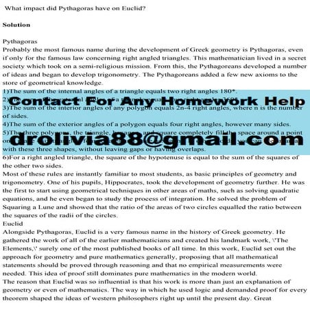 What impact did Pythagoras have on EuclidSolutionPythagorasP.pdf