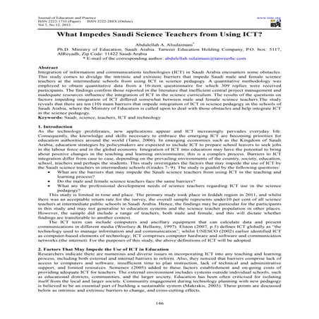 What impedes saudi science teachers from using ict