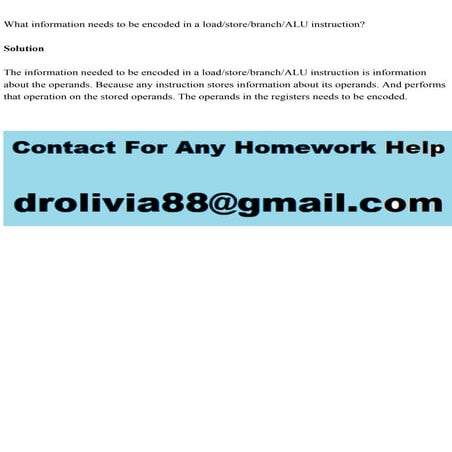 What information needs to be encoded in a loadstorebranchALU inst.pdf