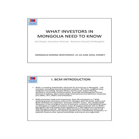 22.06.2010 What investors in Mongolia need to know, Jim Dwyer