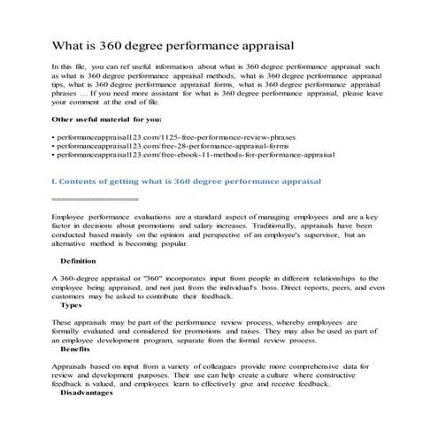 What is 360 degree performance appraisal