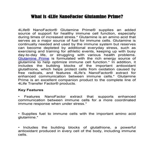 What Is 4Life NanoFactor Glutamine Prime pdf